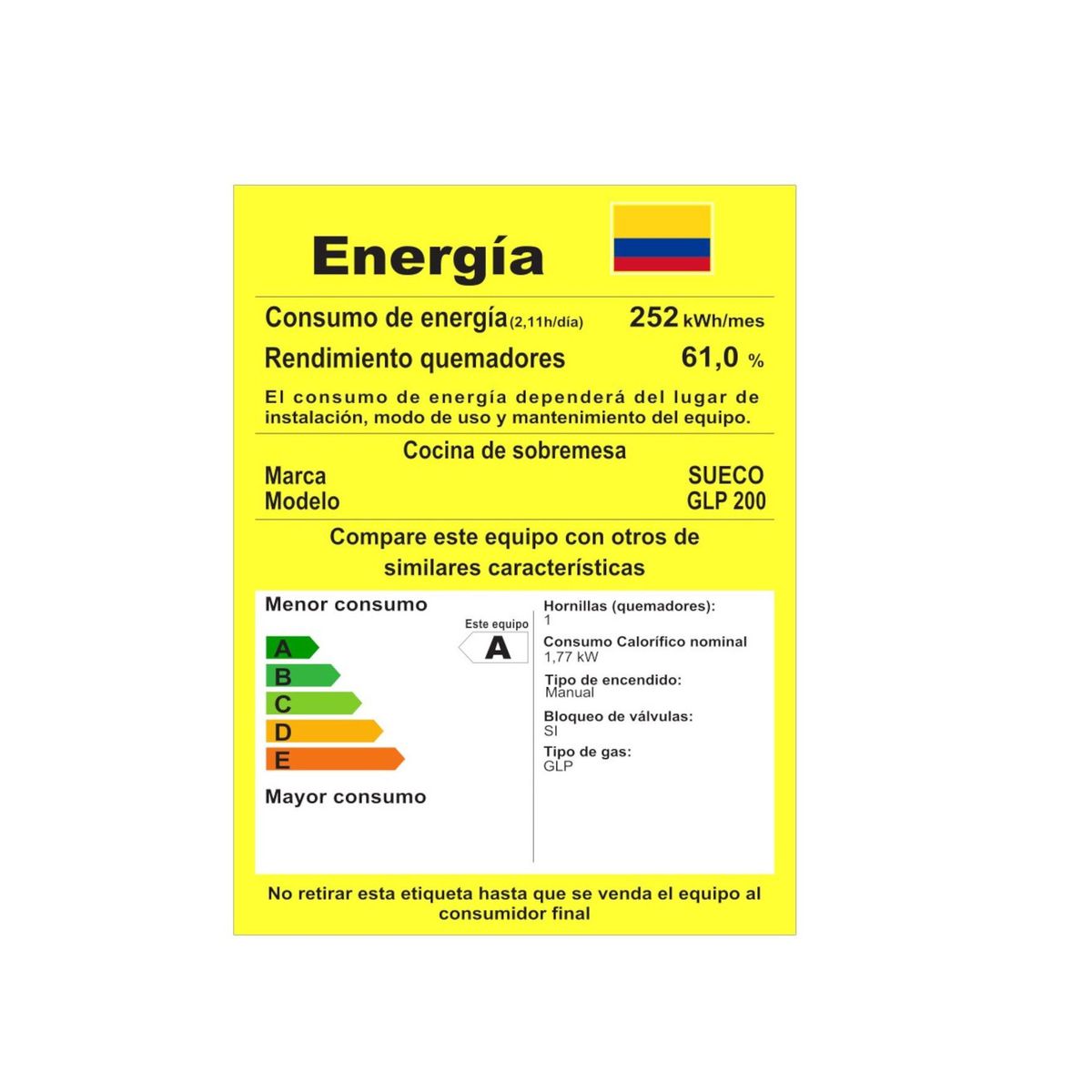 SUECO - Estufa a Gas Propano 1 Puesto Sueco