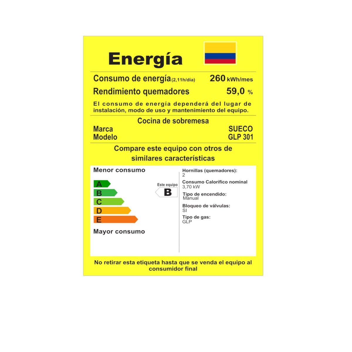 SUECO - Estufa a Gas Propano 2 Puestos Sueco