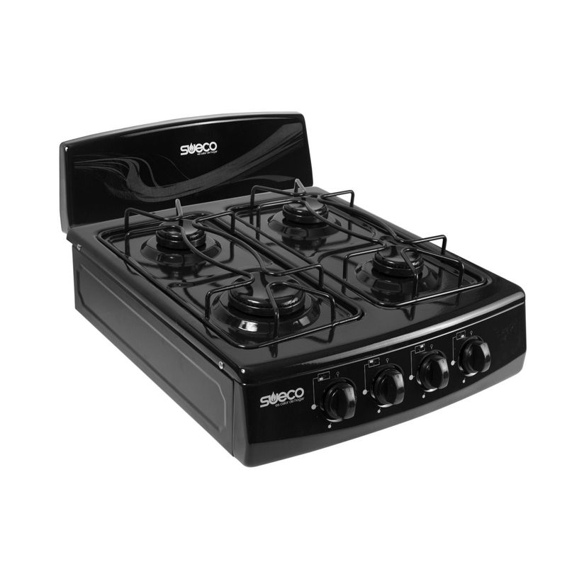 SUECO - Estufa 4 Puestos a Gas Natural Mesa Esmaltada Negro Sueco Atlantis