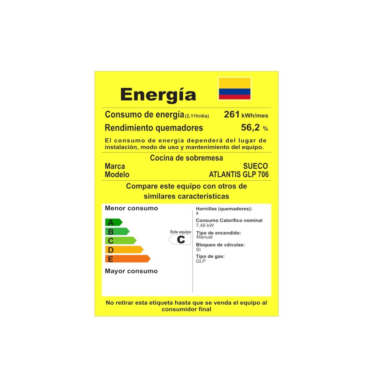 SUECO - Estufa 4 Puestos a Gas Propano Mesa Esmaltada Negra Sueco Atlantis