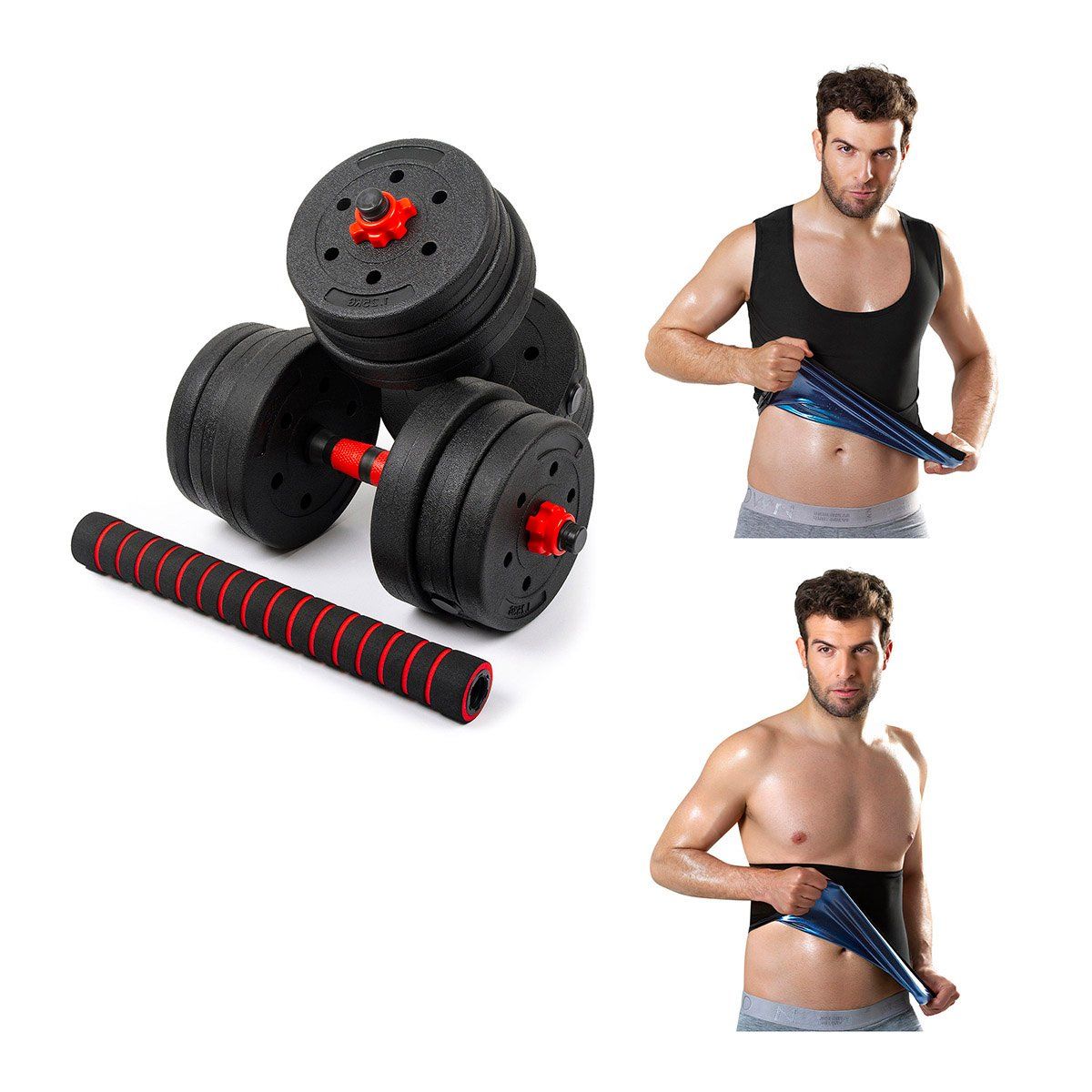 STYLE STARS - Mancuernas 20Kg  Cinturilla  Chaleco Hombre Talla M