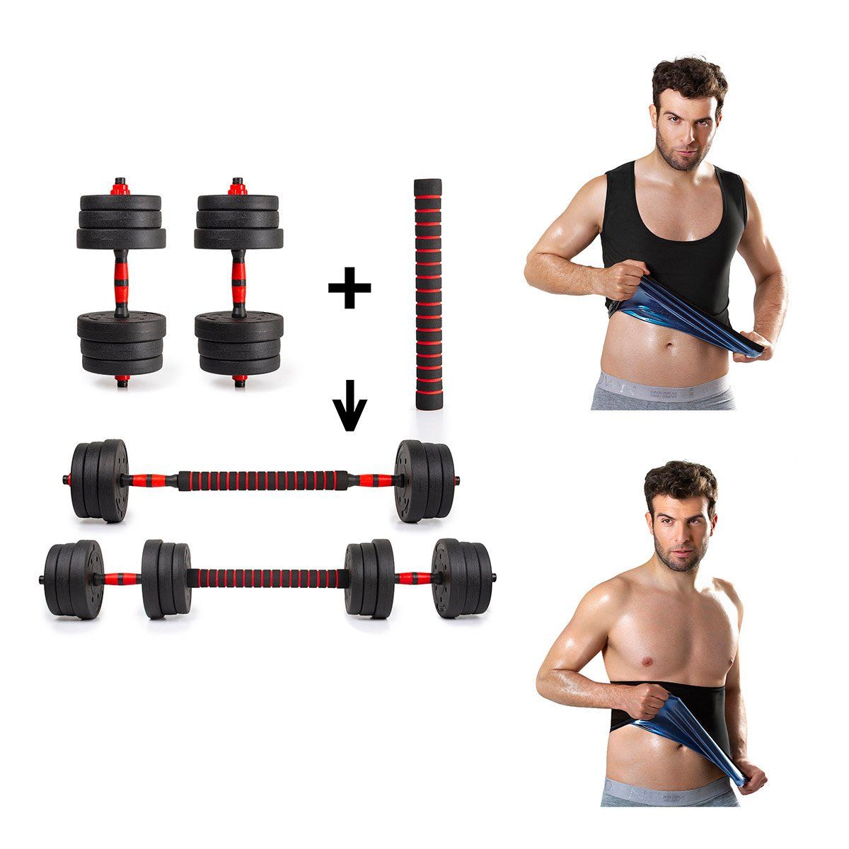 STYLE STARS - Mancuernas 20Kg  Cinturilla  Chaleco Hombre Talla M