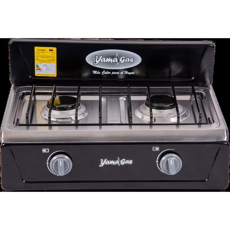 YAMA GAS - Estufa de mesa 2 puestos negro gas propano
