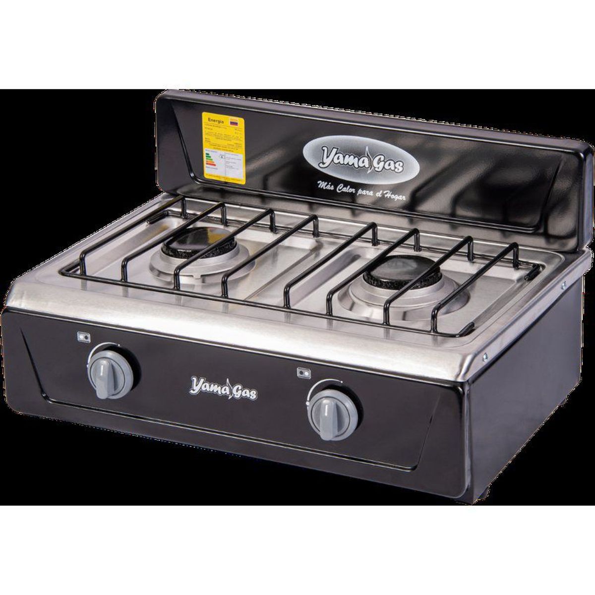 YAMA GAS - Estufa de mesa 2 puestos negro gas natural