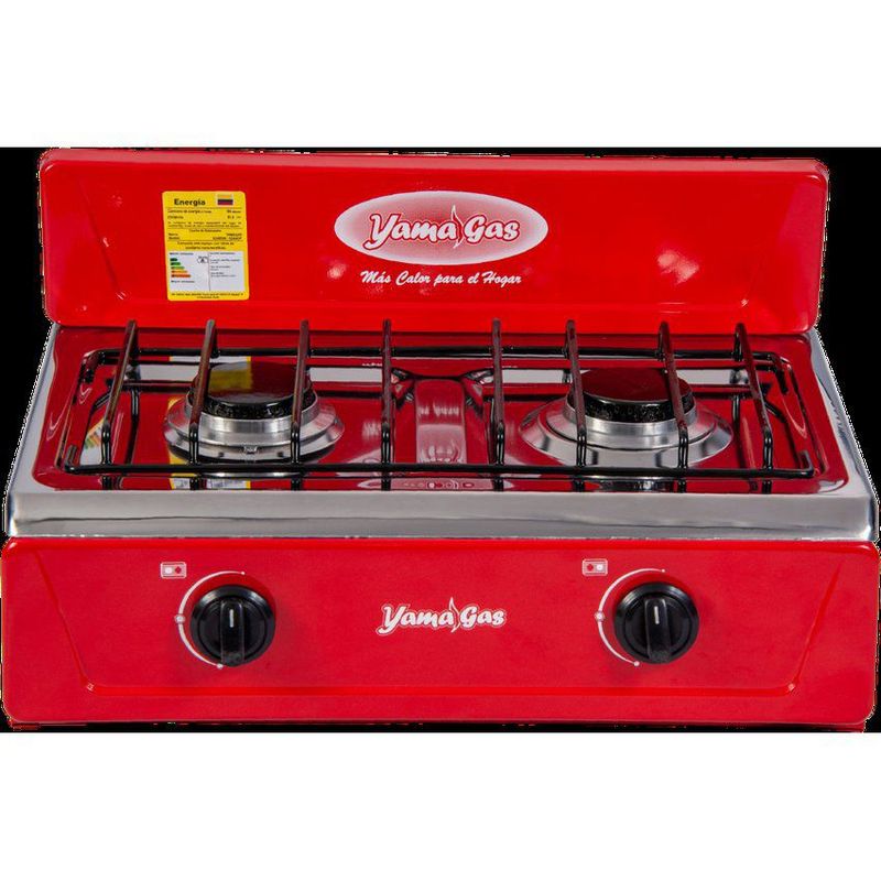 YAMA GAS - Estufa de mesa 2 puestos rojo gas natural