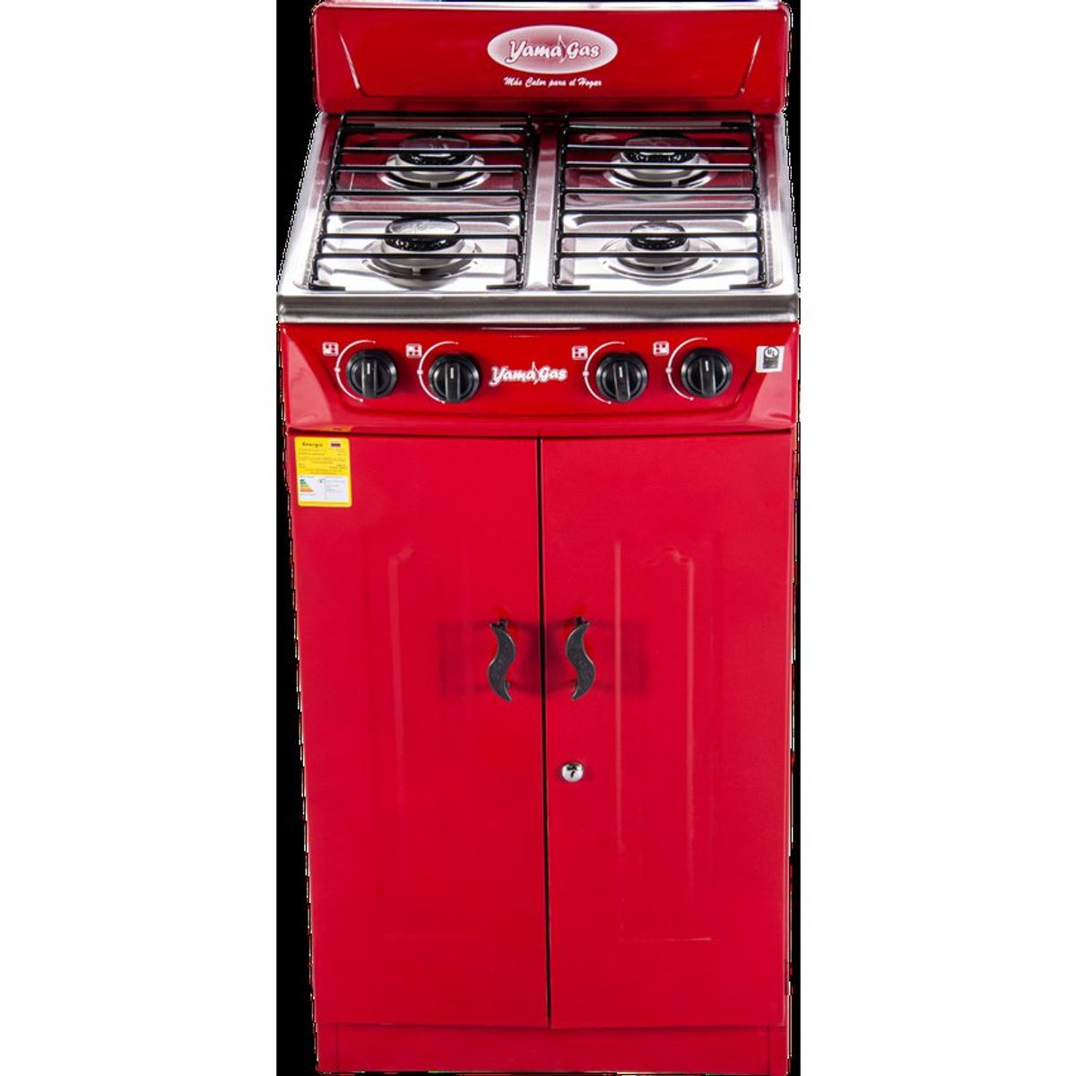 YAMA GAS - Estufa gabinete 4 puestos  Rojo Gas Natural