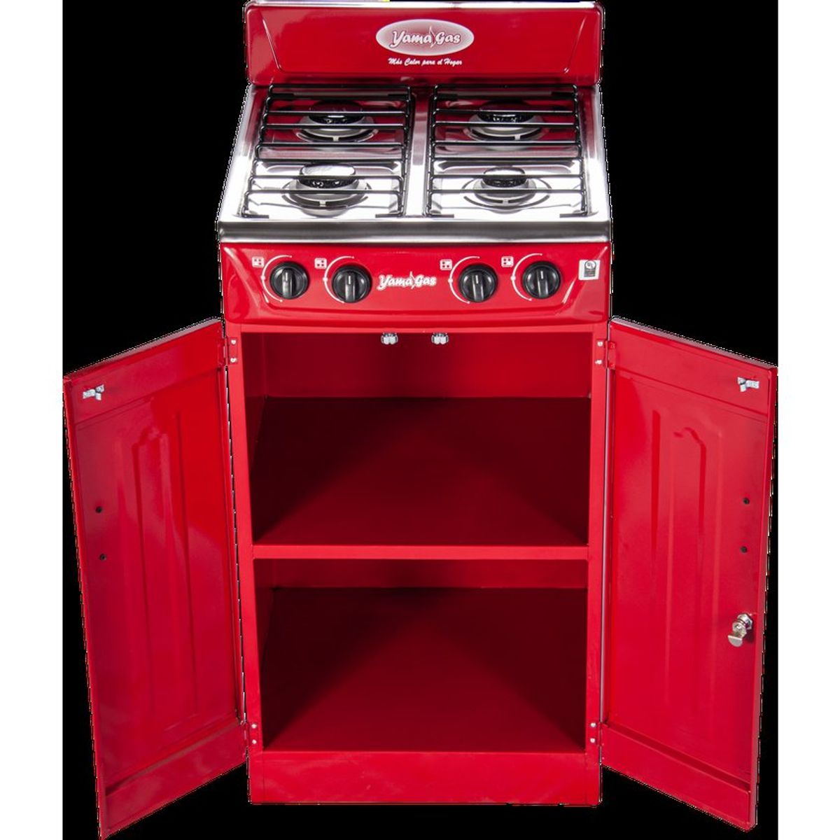 YAMA GAS - Estufa gabinete 4 puestos  Rojo Gas Natural