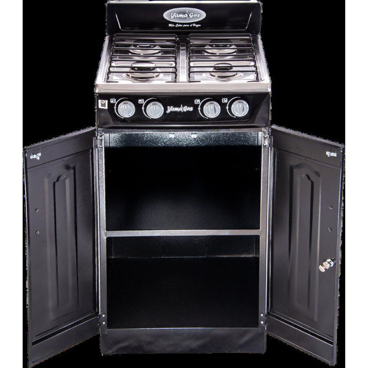 YAMA GAS - Estufa Gabinete 4 puestos Negra gas propano