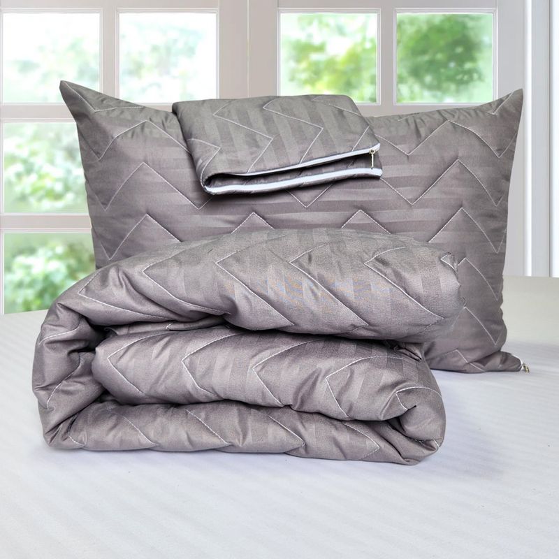 HOGARETO - Protector Colchón Gris Cama King 200x200cm + 2 Fundas Acolchada