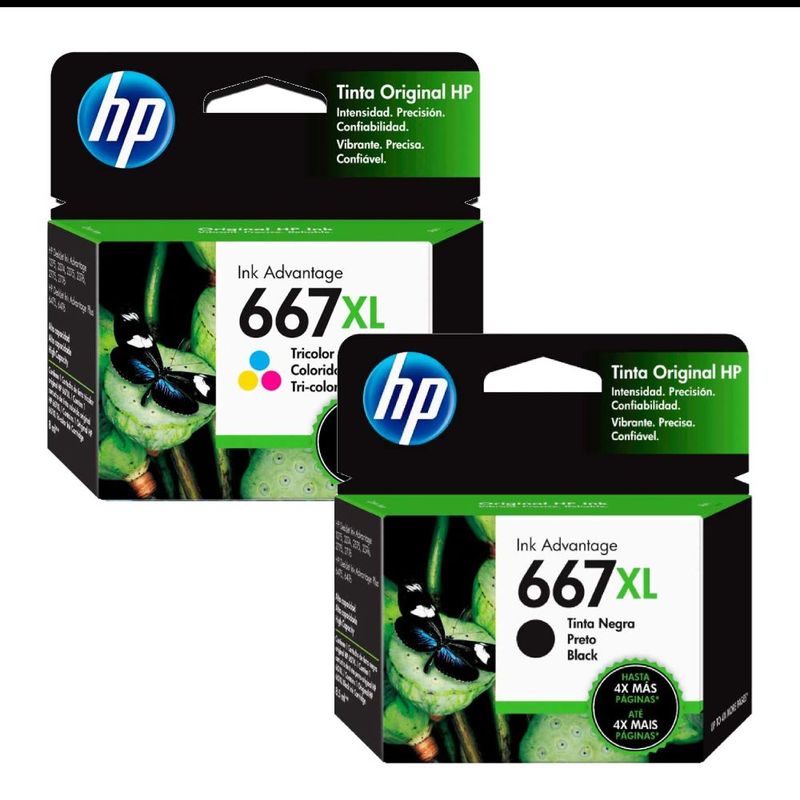 HP - Combo Cartucho de Tinta HP 667XL Negra y Tricolor Original