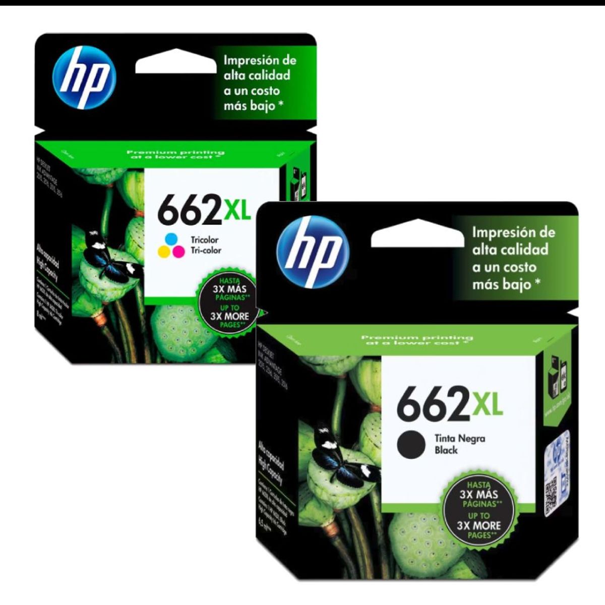 HP - Combo Cartucho de Tinta HP 662XL Negra y Tricolor Original