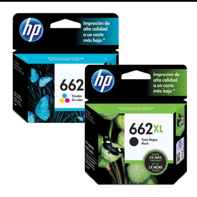 HP - Combo Cartucho de Tinta HP 662 XL Negra y  662 Tricolor Original