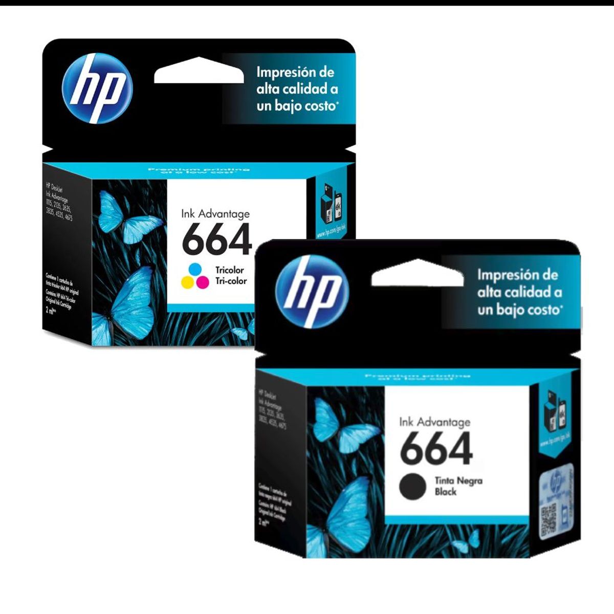 HP - Combo Cartucho de Tinta HP 664 Negra y Tricolor Original