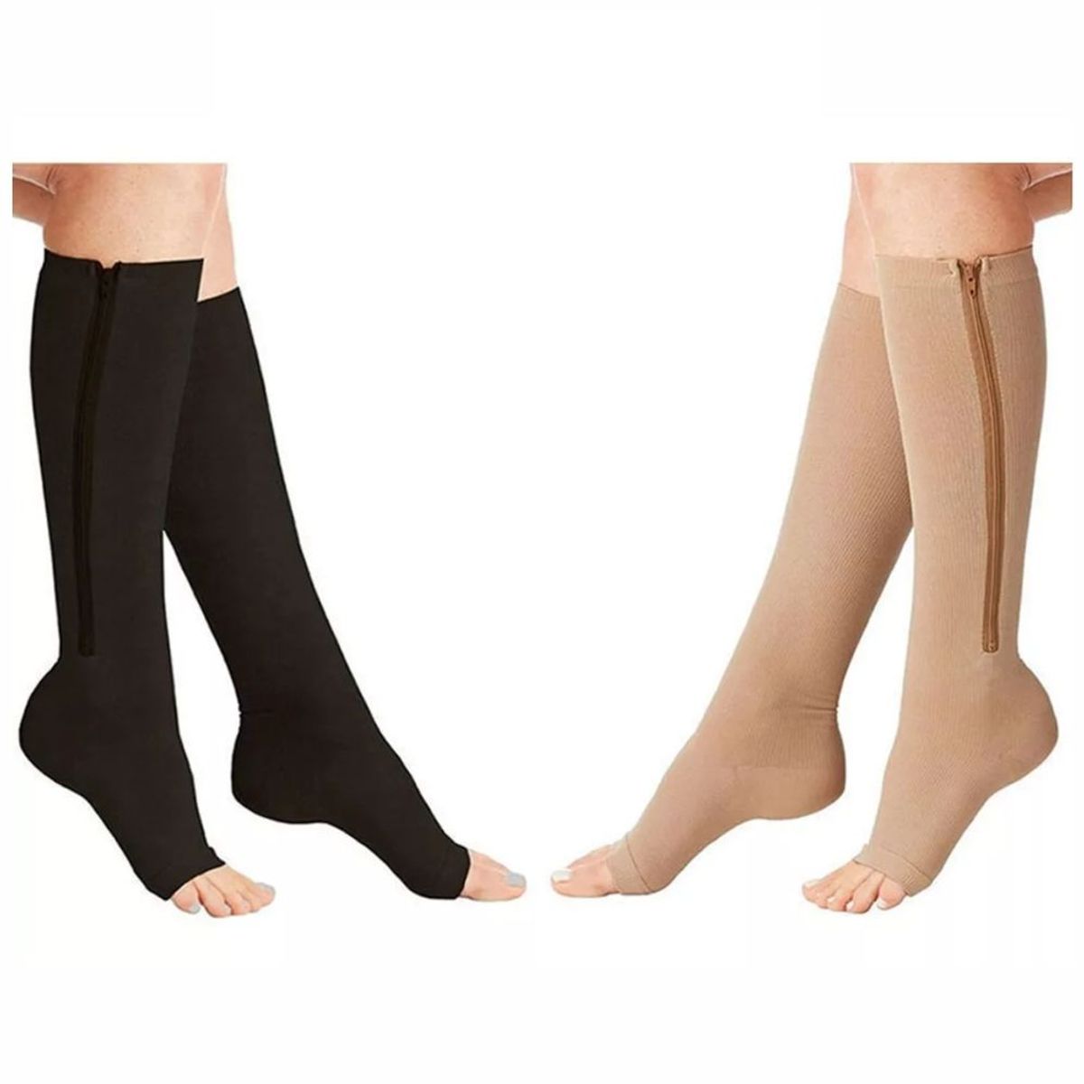 GENERICO - Medias De Compresión Con Cremallera Zip Sox Beige