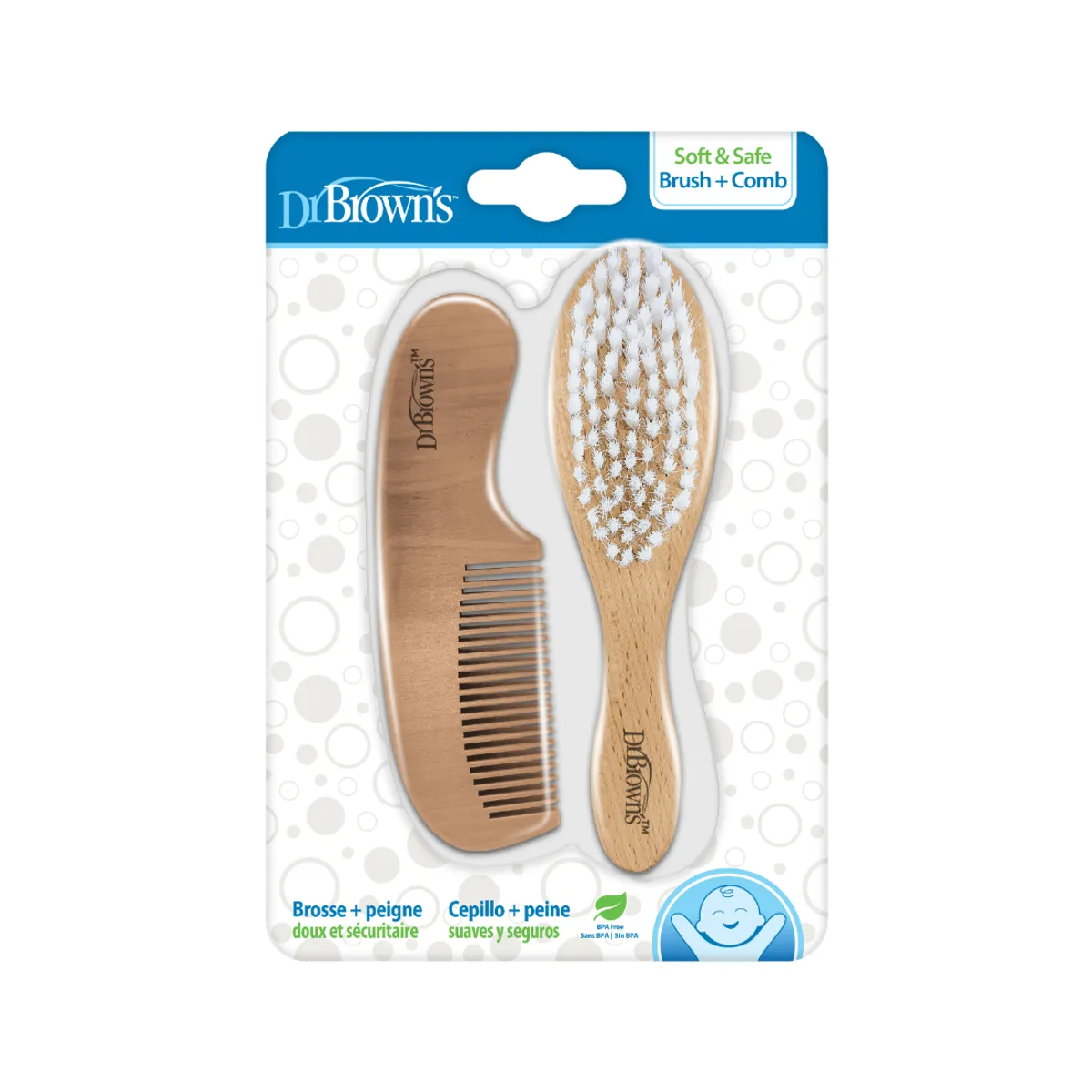 DR BROWNS - Set Peine y Cepillo en Madera para Bebe DR BROWNS