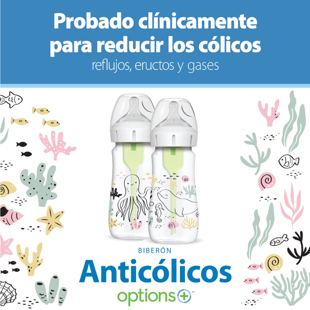 DR BROWNS - Teteros Dr Brown Decorado Oceano Boca Ancha de 9 Oz PQ x 2