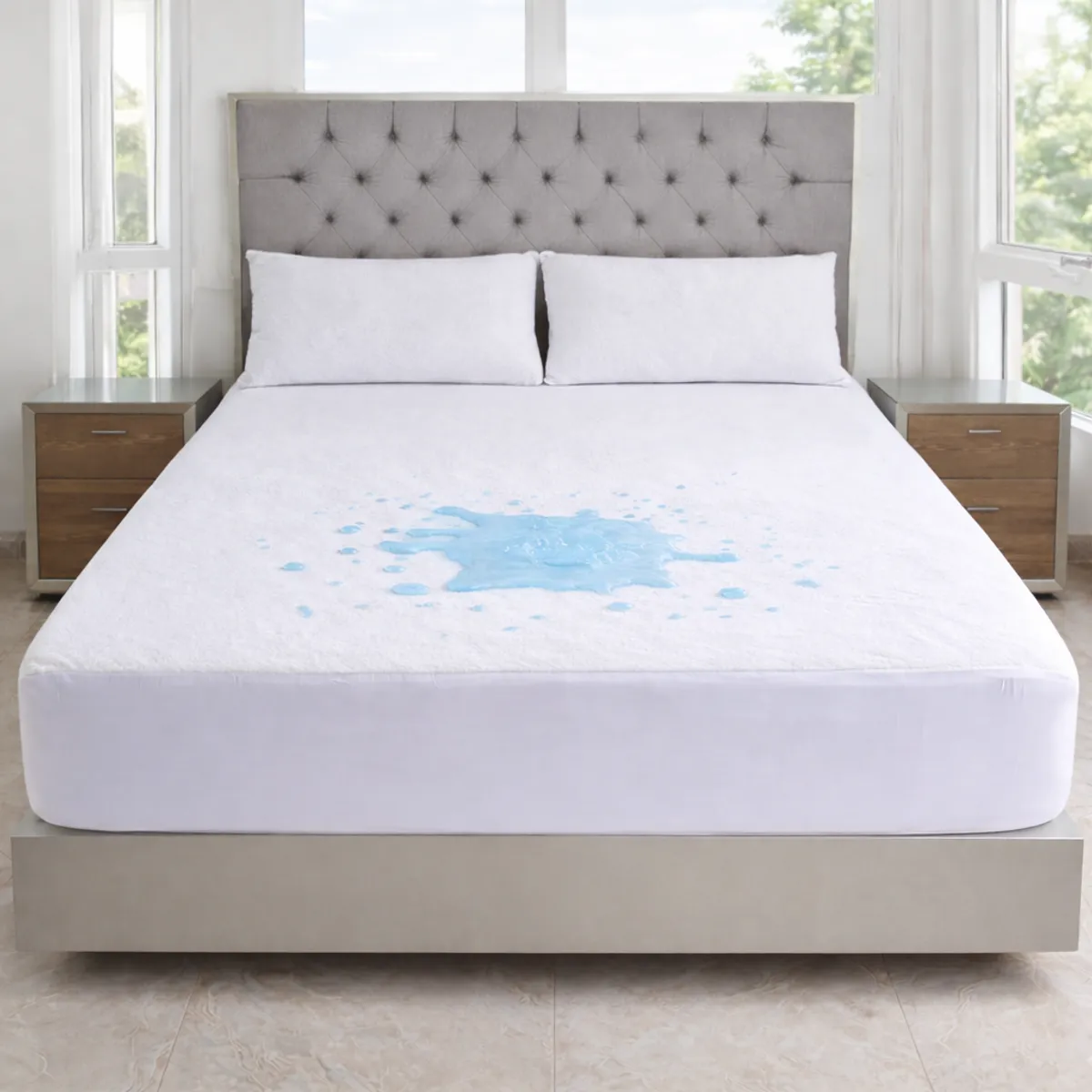 HOGARETO - Protector Colchón Impermeable Cama Doble 140x190cm + 2 Fundas.