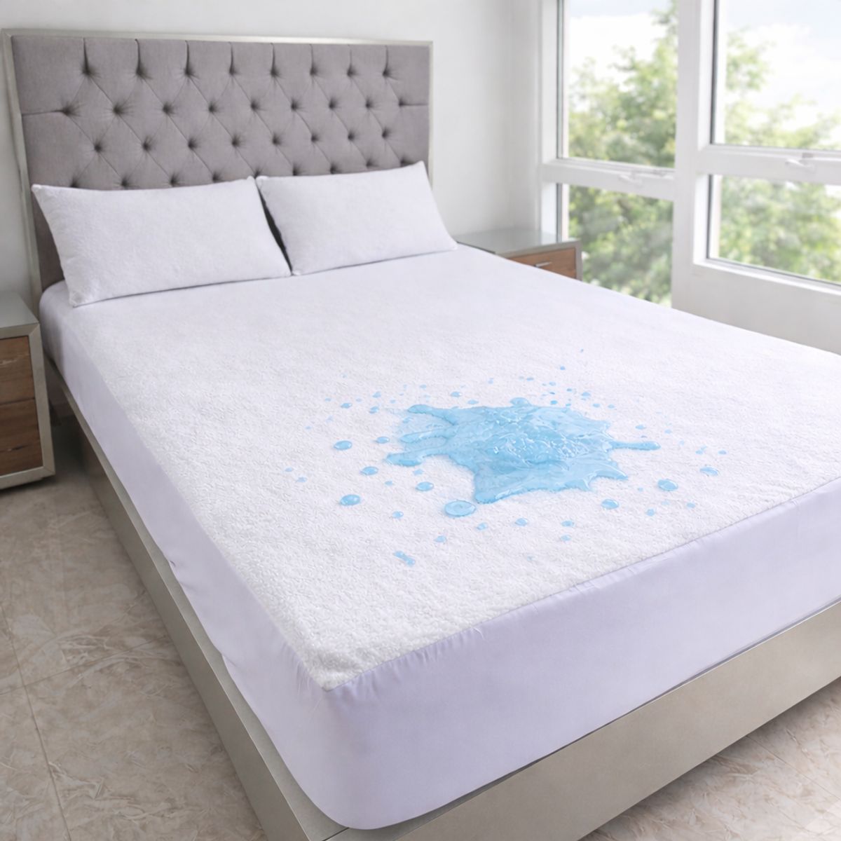 HOGARETO - Protector Colchón Impermeable Cama Doble 140x190cm + 2 Fundas.