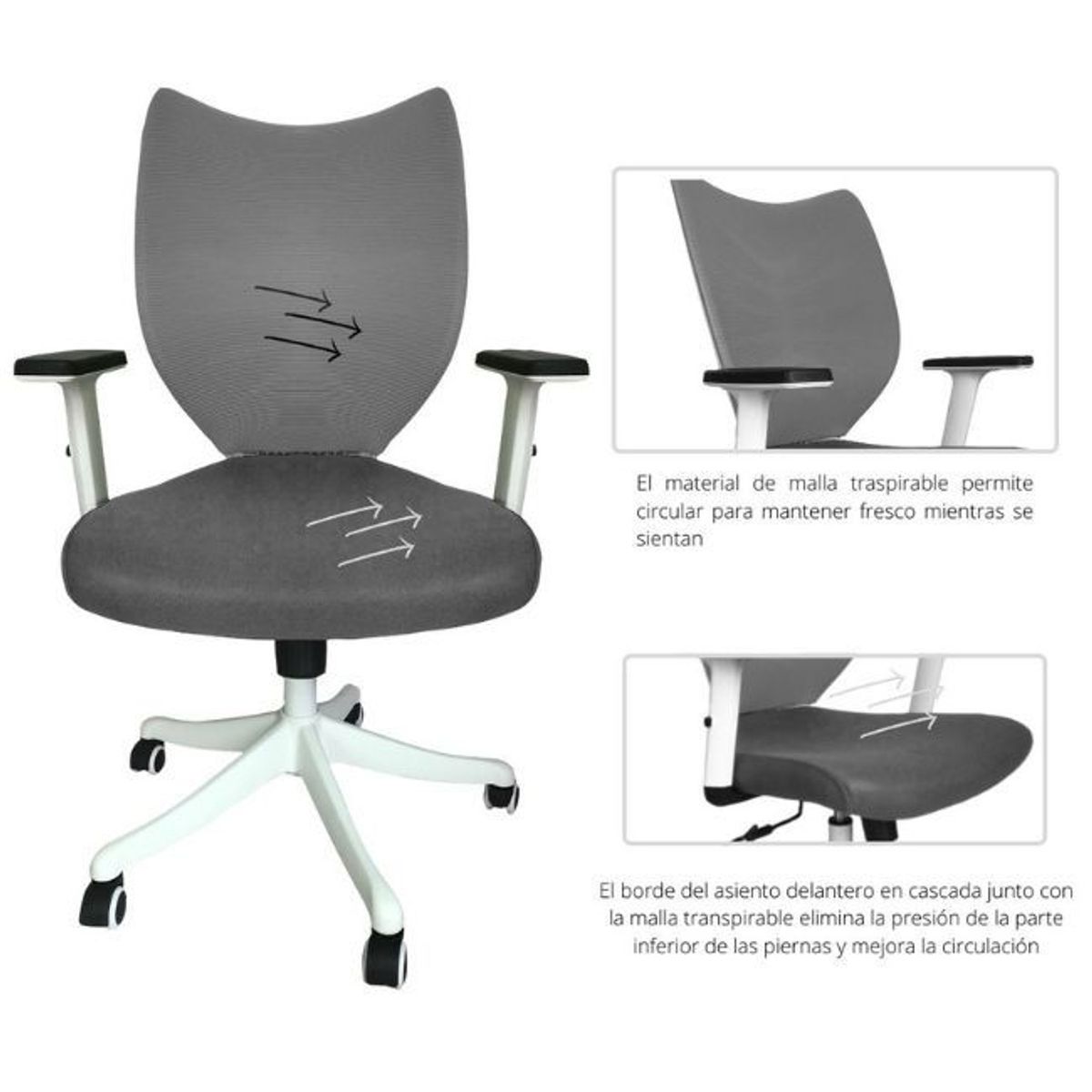 EKONOMODO COLOMBIA - Silla De Oficina Espina De Pescado Gris