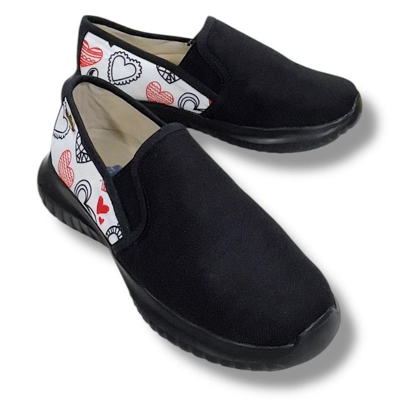 XIAN SHOES - Ultralianos negro corazones suela negraMUJER