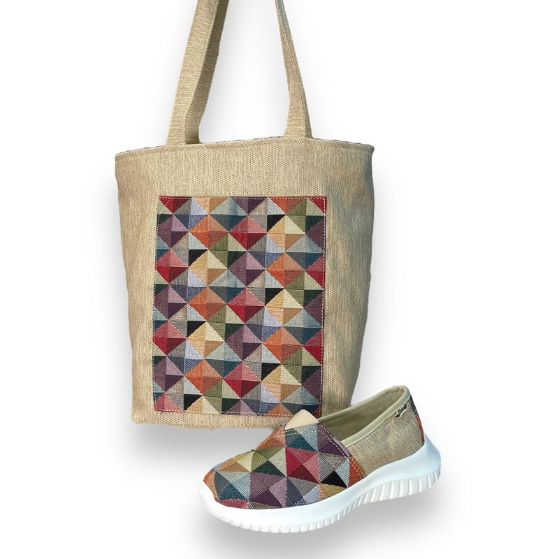 XIAN SHOES - combo ultra liviano etnia bolso en lona