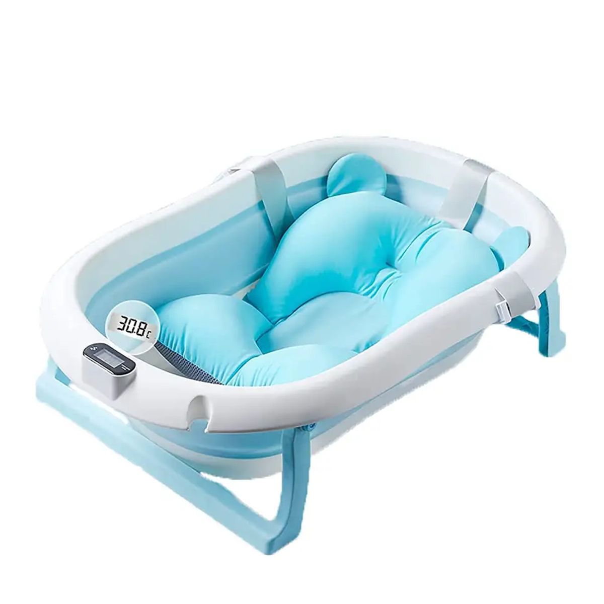 ENFANT'ASY - Bañera Tina Portatil Plegable Silicona cojín y termómetro-