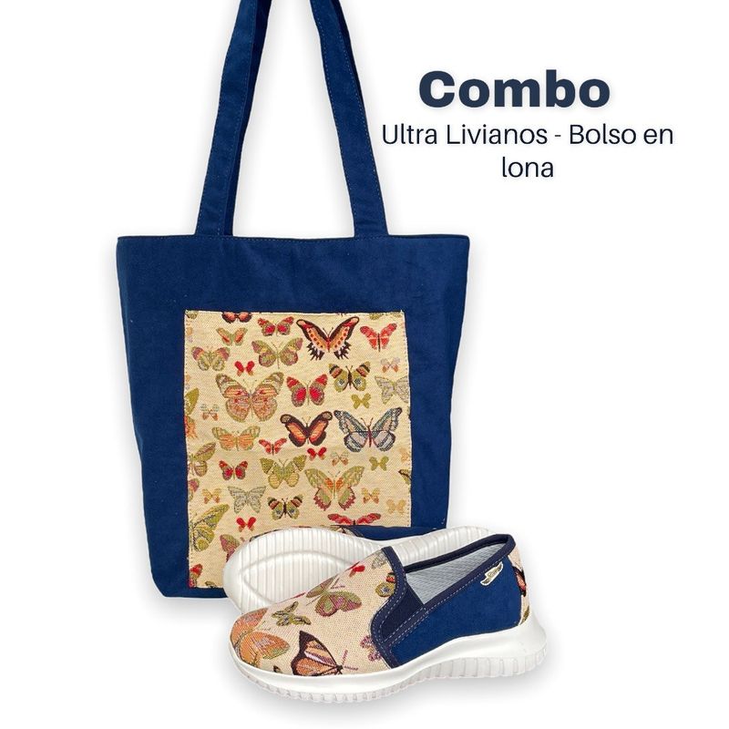 XIAN SHOES - combo ultraliviano mariposas azules