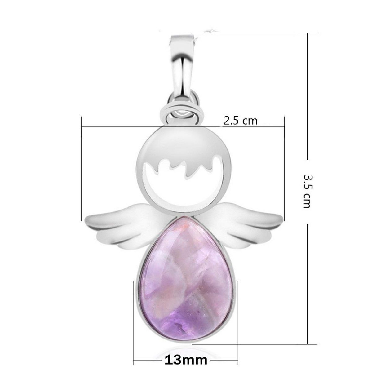 DAYOSHOP - Collar Angel Cuarzo Amatista Cadena Acero Inoxidable Mas Estuche