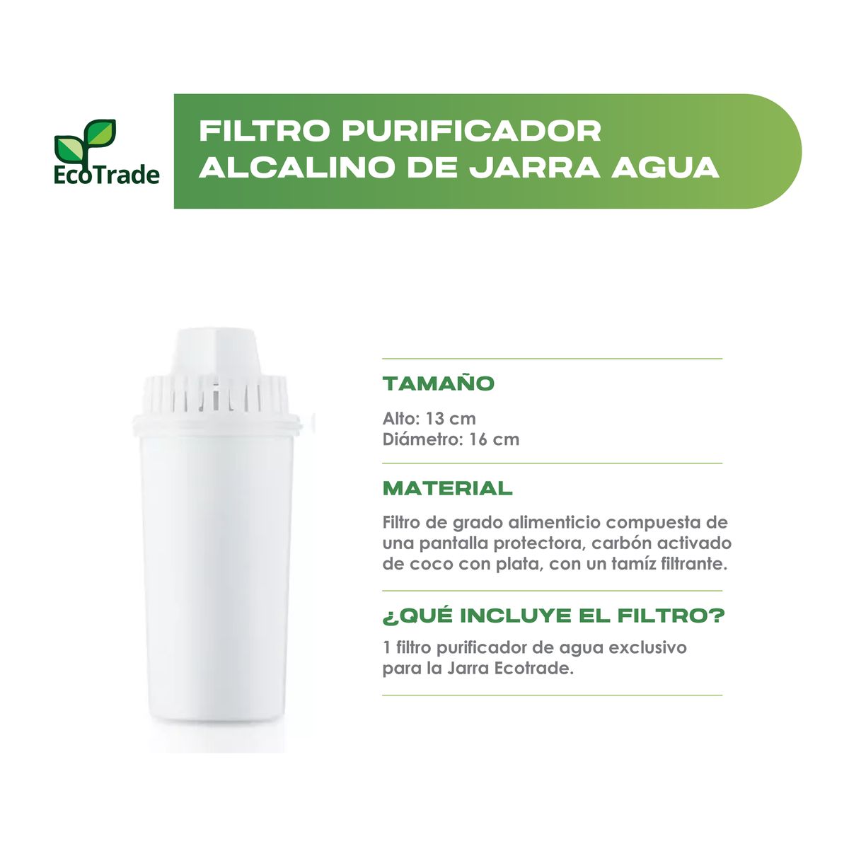 ECOTRADE FILTERS - Repuestos Alcalinos Jarra Purificadora Agua Ecotrade Kit 4