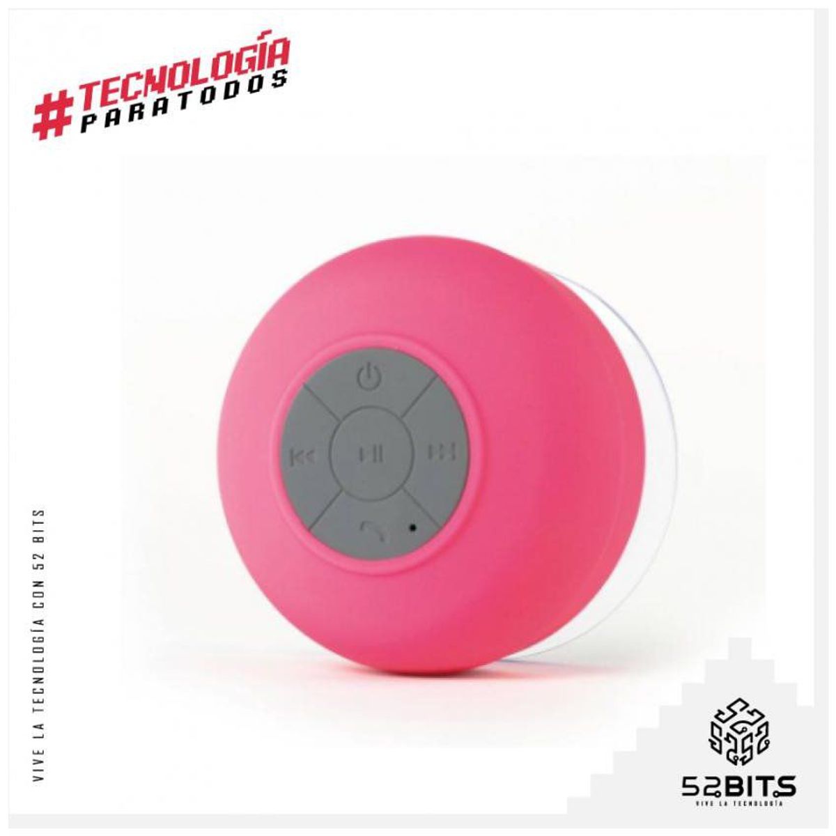 ONE PIXEL - Parlante Bluetooth Para Ducha Resistente Al Agua Rosado