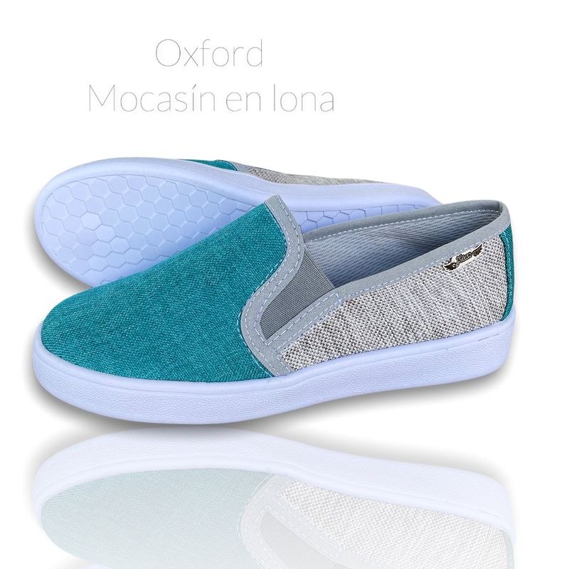 XIAN SHOES - oxford mocasin mujer turquesa gris