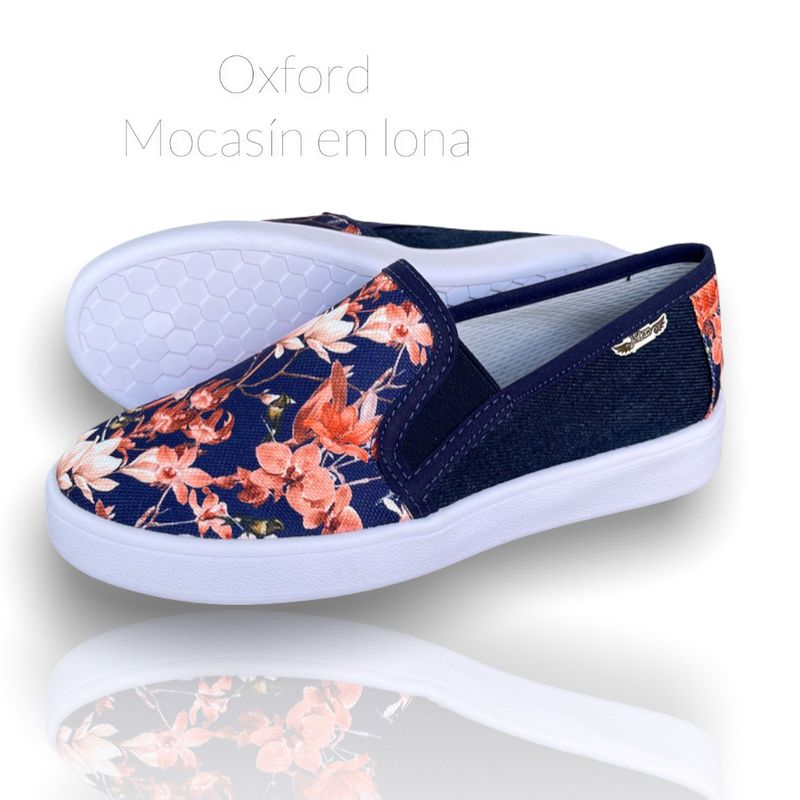 XIAN SHOES - mocasin mujer flor azul turqui