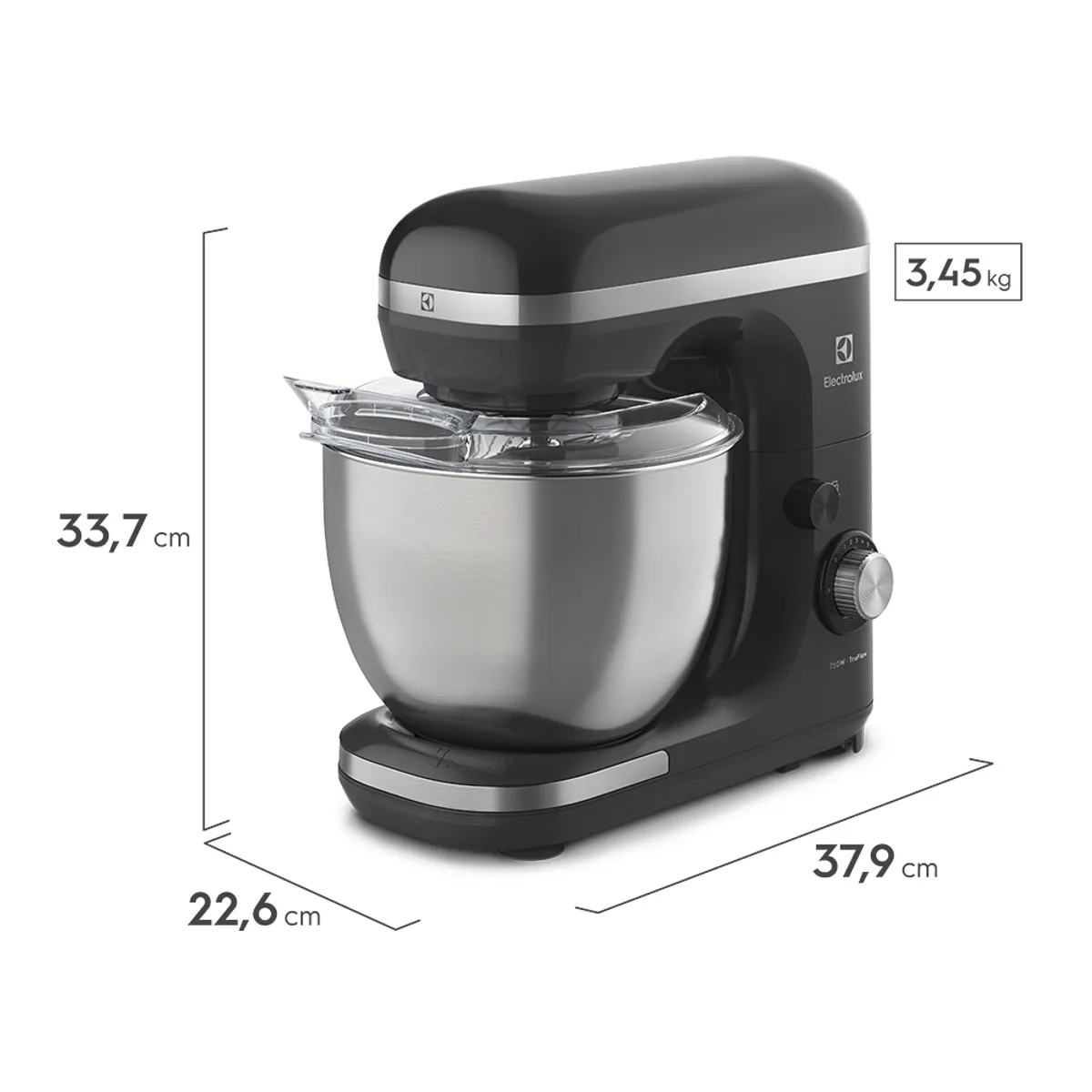ELECTROLUX - Batidora de Pedestal Electrolux Eléctrica 750W Recipiente Inox 5L Negra EKM40