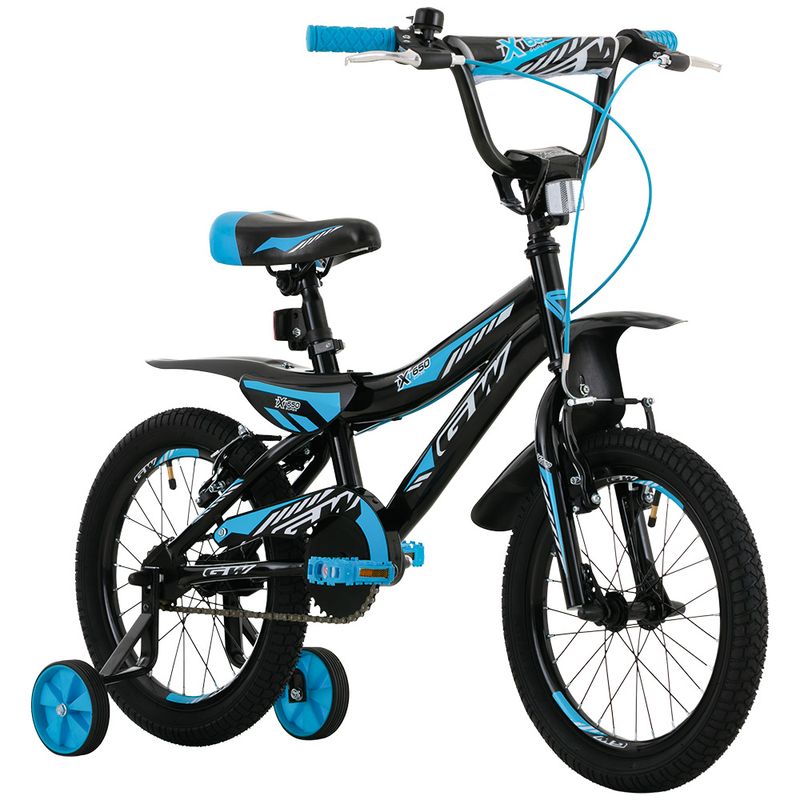 GW - Bicicleta Infantil GW Moto TXT 650 Con Auxiliares Rin 16 Negro/Verde