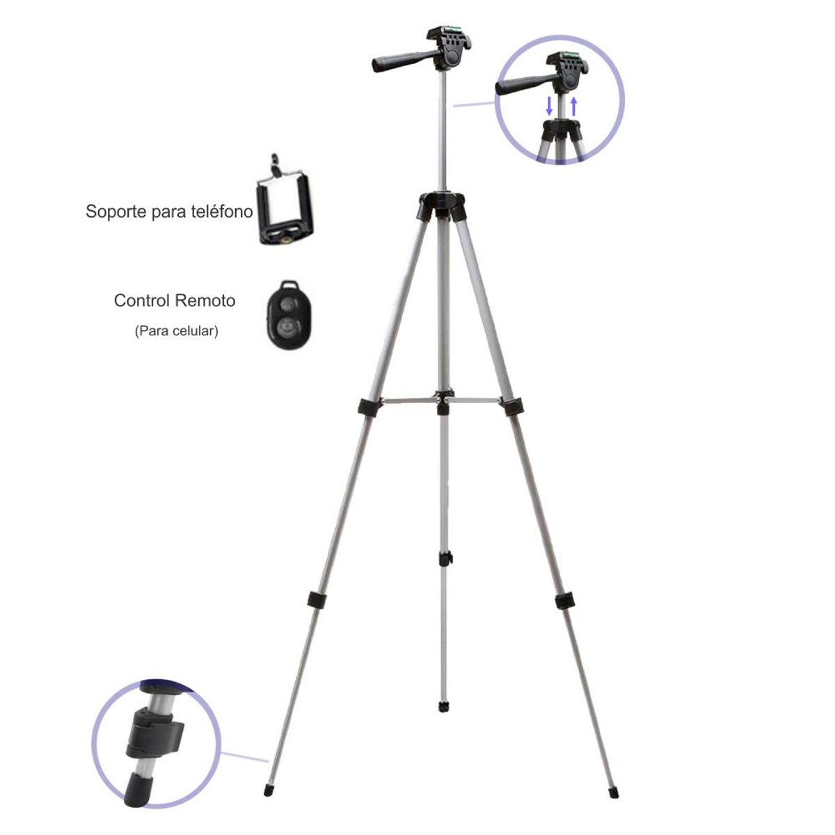 GENERICO - Tripode Con Soporte De Celular Y Control Bluetoot Dk-3888h