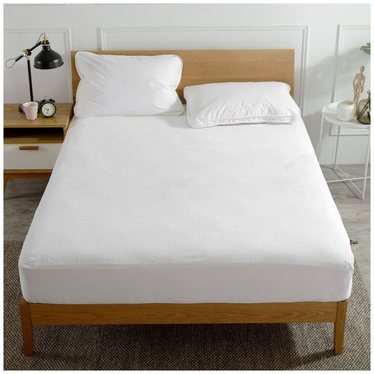 HAPPY BEAR - Protector Colchón Doble Polialgodon Soft Blanco