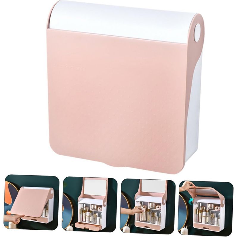 ONE PIXEL - Organizador De Maquillaje Con Espejo Moderno Rosado