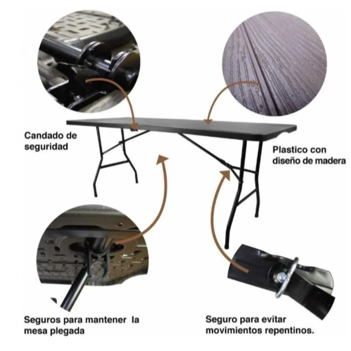 SUBE - Mesa Portafolio Plegable Tipo Madera Plástico Jardín