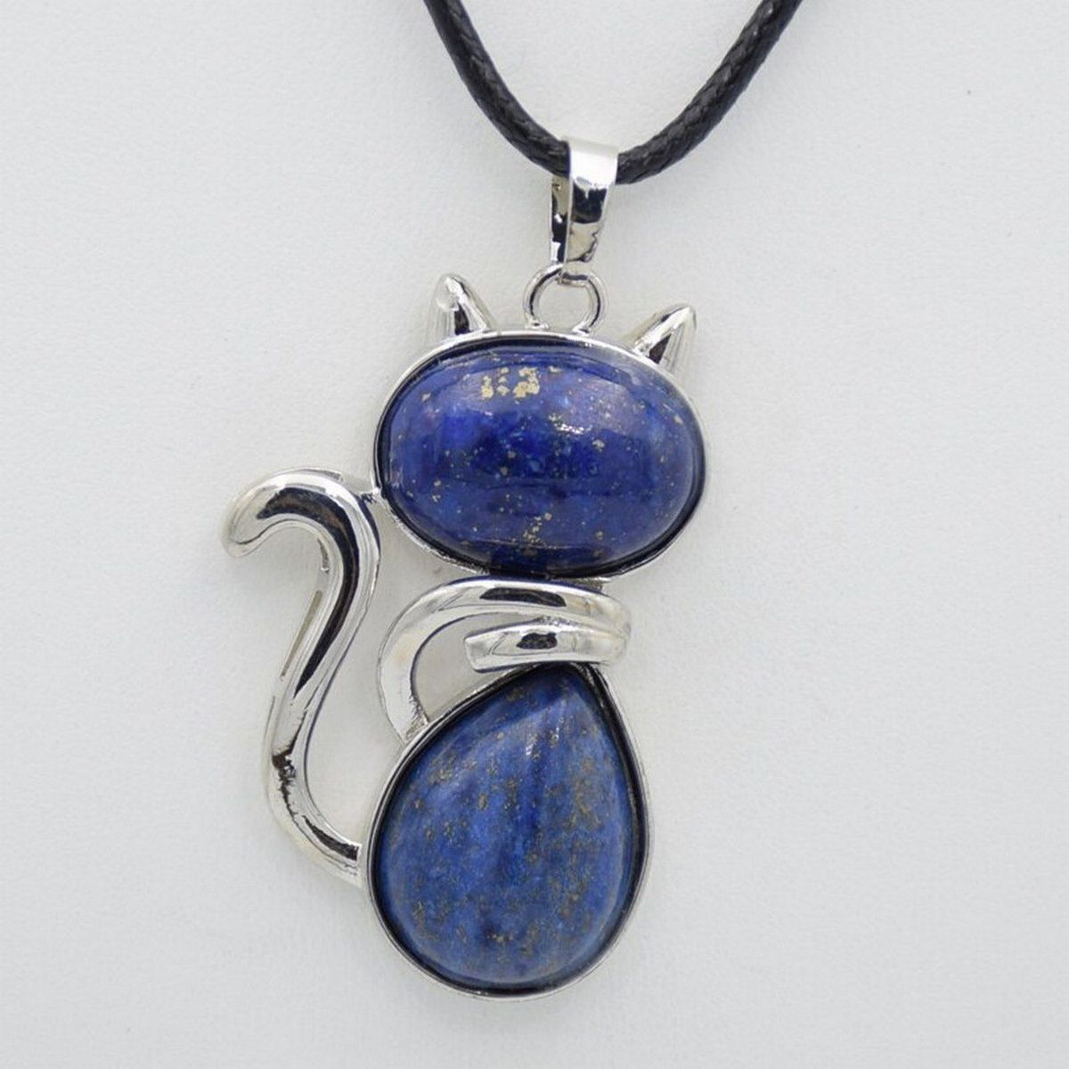 DAYOSHOP - Collar Gato Cuarzo Lapislazuli Mas Estuche