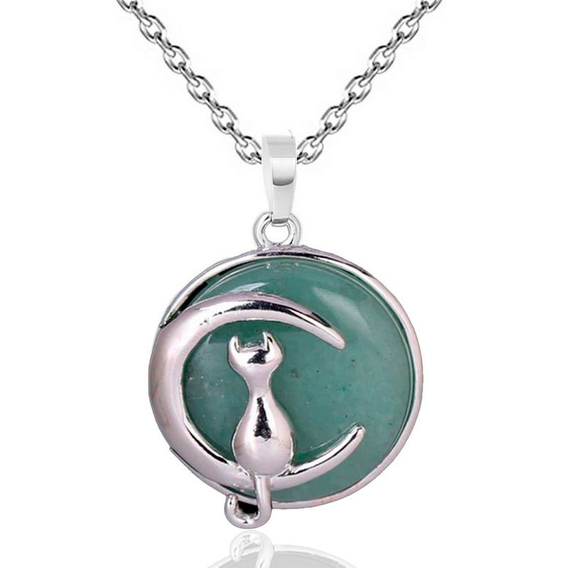 DAYOSHOP - Collar Cuarzo Jade Gato Luna Mas Estuche