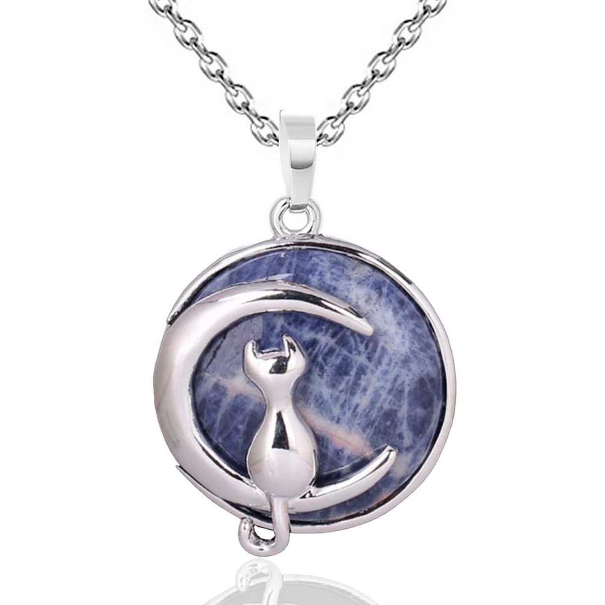 DAYOSHOP - Collar Cuarzo Sodalita Gato Luna Mas Estuche
