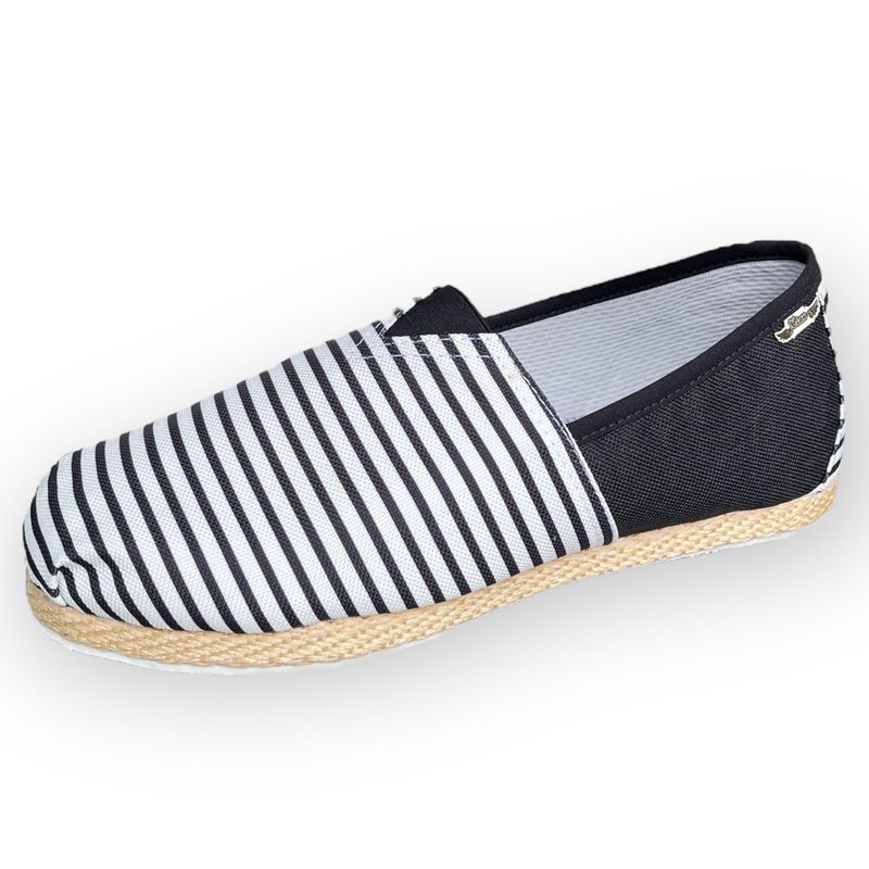 XIAN SHOES - Alpargata yute rayas negras hombre