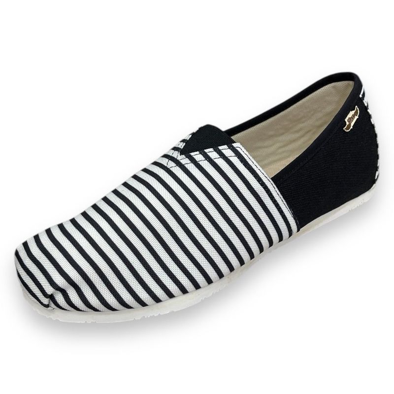 XIAN SHOES - Alpargata clasica hombre rayas negras