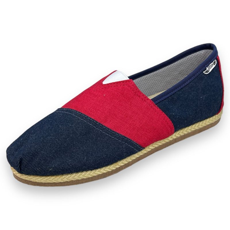 XIAN SHOES - Alpargata hombre yute azul -rojo
