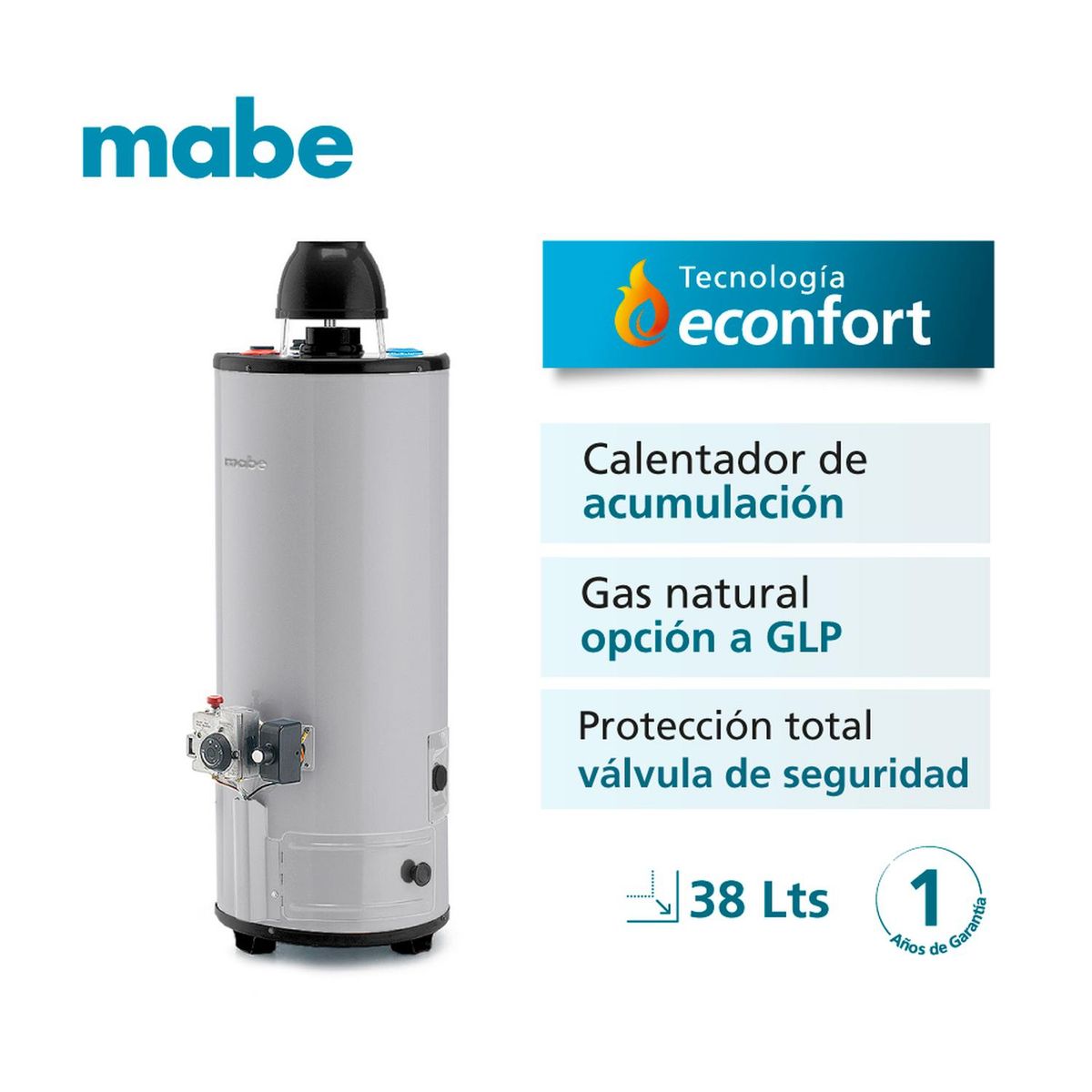 MABE - Calentador de acumulación de 10 galones gris mabe - cagm10ans0