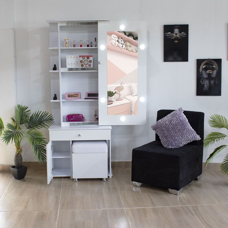 GENERICO - tocador con luces led panel  blanco