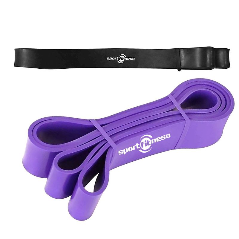 SPORTFITNESS - Banda Poder Elástica Sport Fitness Kit Negro Morada Gym
