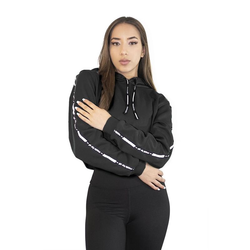 KRUNNER - Saco Hoodie Crop Top Para Mujer krunner Negro.