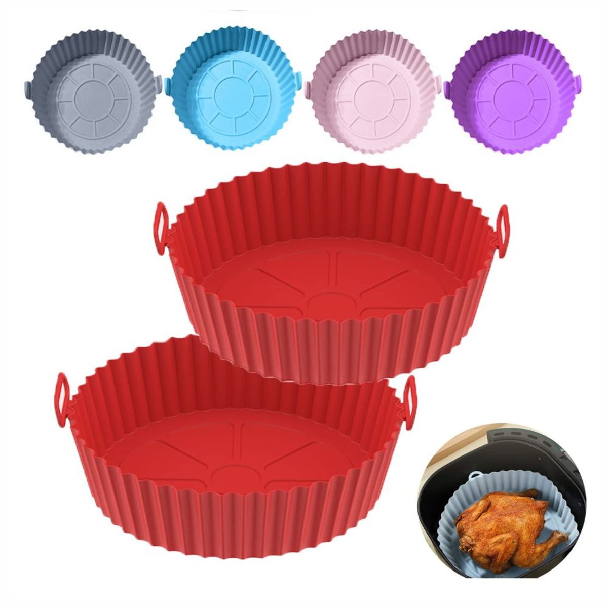 GENERICO - Molde De Silicona De 20cm Para Freidora Ayr Fryer Violeta