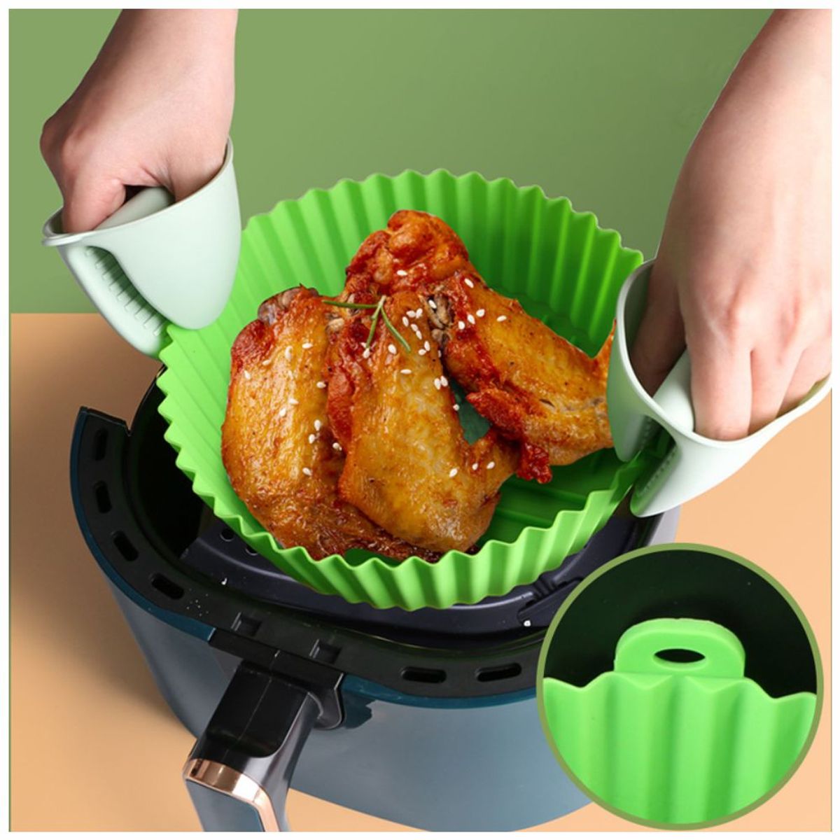 GENERICO - Molde De Silicona De 20cm Para Freidora Ayr Fryer Violeta